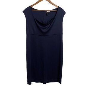 New Directions Womens Navy Blue Sleeveless Cowlneck Stretch Career Dress Size 8